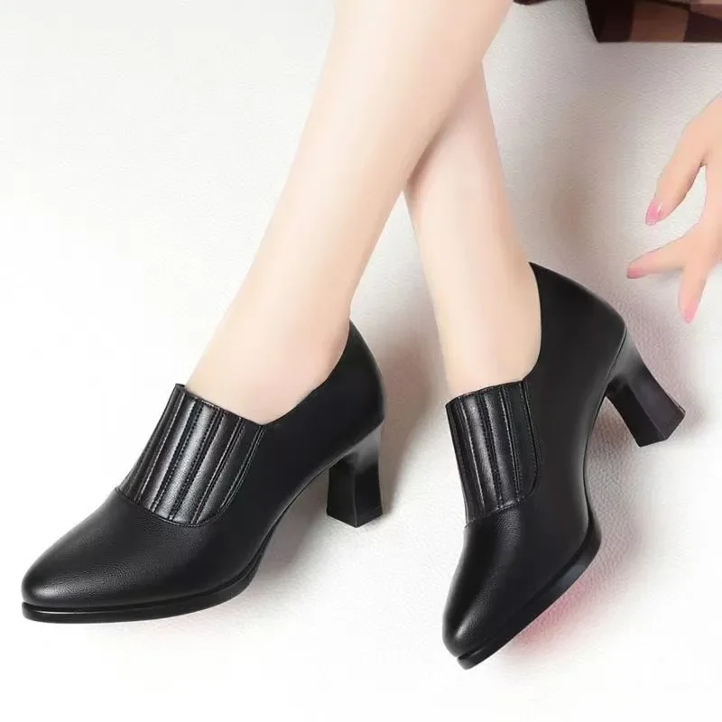 Botas Femininas Women Fashion Black High Quality Patent Leather Spring & Autumn Ankle Boots Lady Cool Brown Heel Shoes A172