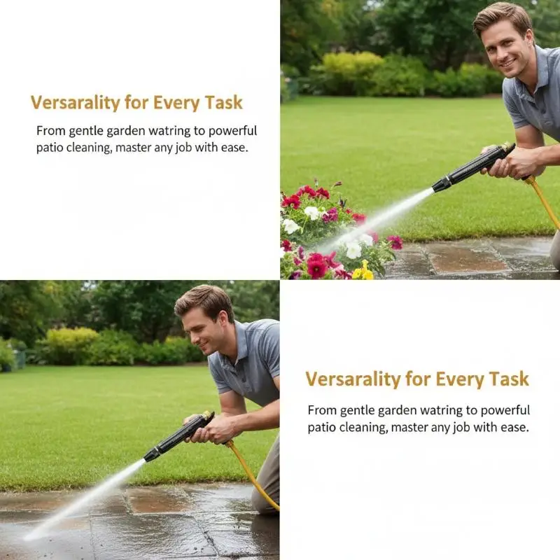 Efficient High Pressure Water Gun Adjustable Nipple Type for Outdoor Cleaning