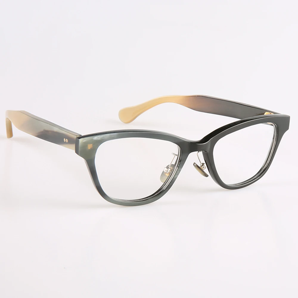 

Women's Glasses Frames Unique Vintage Vat Eye Handmade Natural Horn Retro Prescription Eyeglass Frames Optical Lenses Eyeglasses