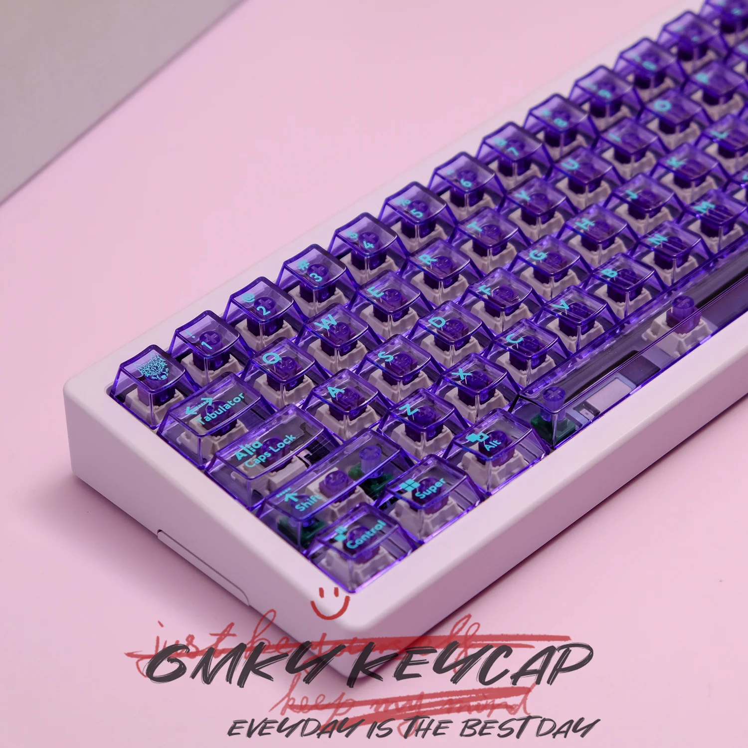 GMKY Purple Full transparen Keycaps Cherry Profile DOUBLE SHOT ABS Keycaps for MX Switch Mechanical Keyboard