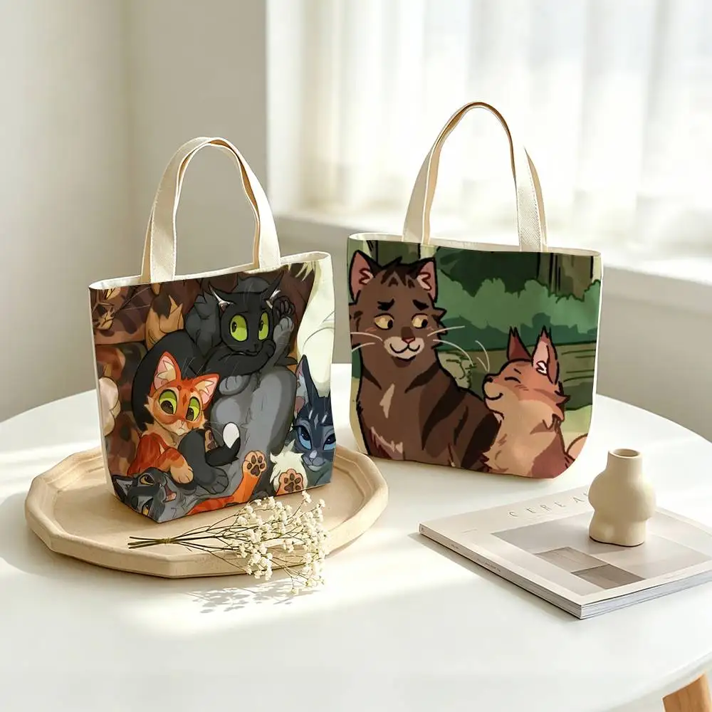 W-Warrior Cats  Printed Canvas Tote Bag Shoulder Bag Commuter Mommy Shopping Bag