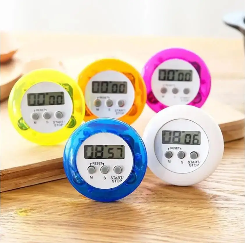 Cooking Timer Digital Alarm Kitchen Timers Gadgets Mini Cute Round LCD Display Count Down Tools Battery Installed With Clip ni11