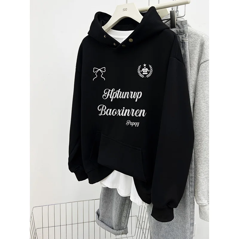 

2024 New Autumn and Winter High-end Style Advanced Temperature Designed Comfortable Print Hoodies for Women Top Outfit