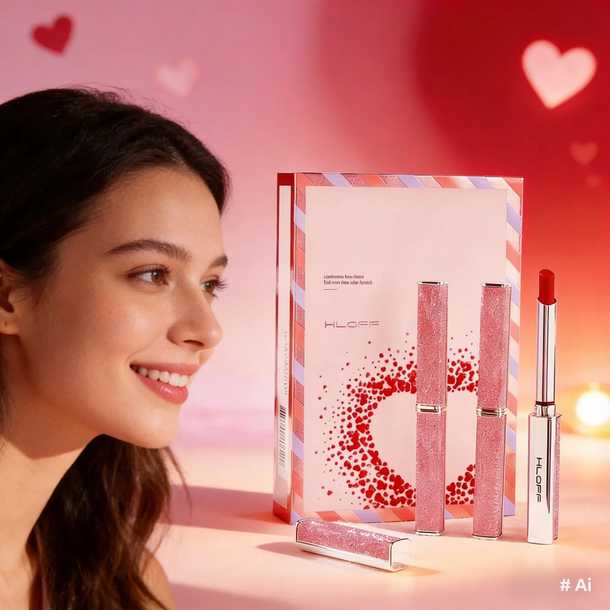 Conjunto de batom de tubo fino e neblina suave para confissão de dia dos namorados, presente romântico para seu kit de maquiagem labial perfeito