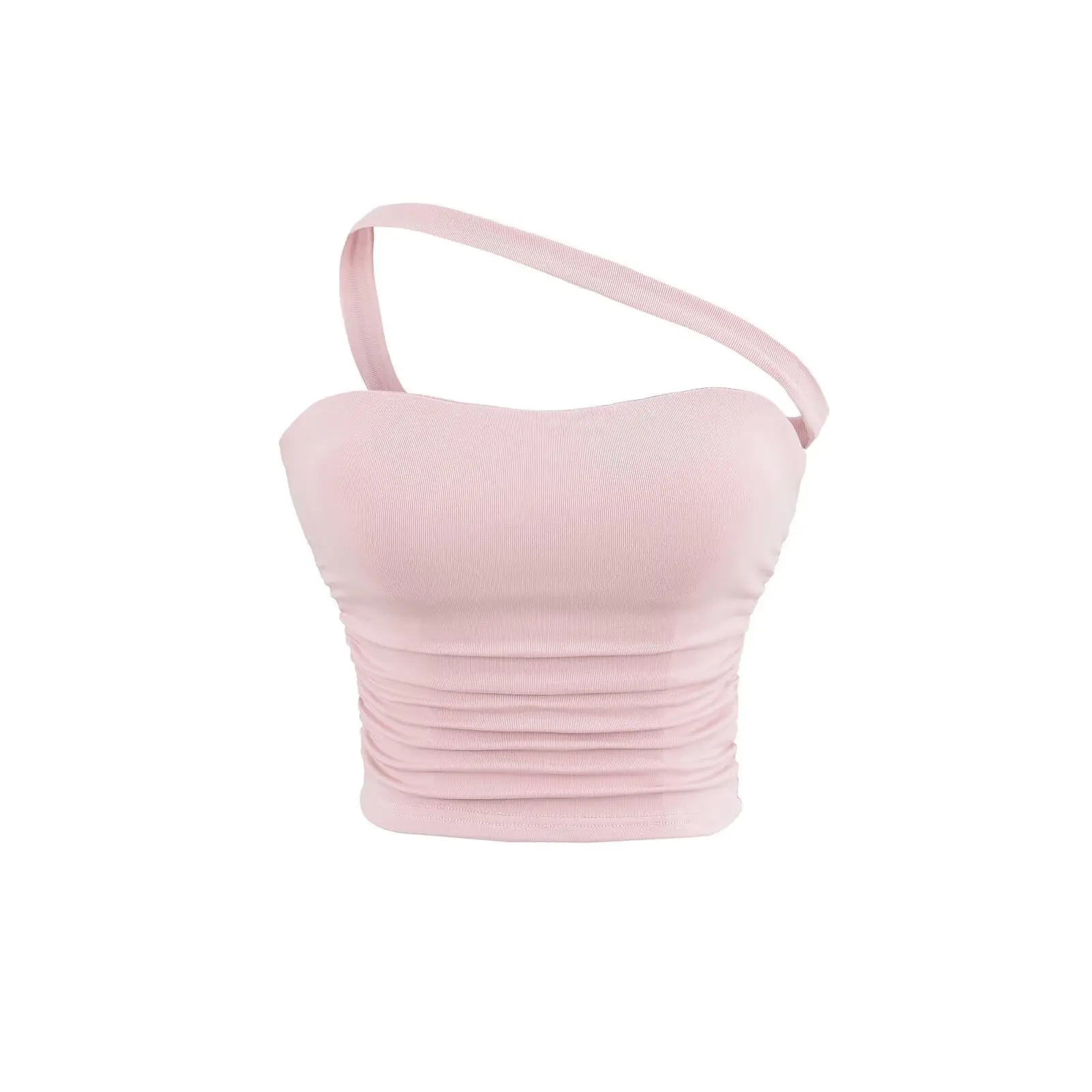 Clássico design bidirecional cinta colete feminino verão com almofada no peito sensação nua interior wear sexy versátil ort topo