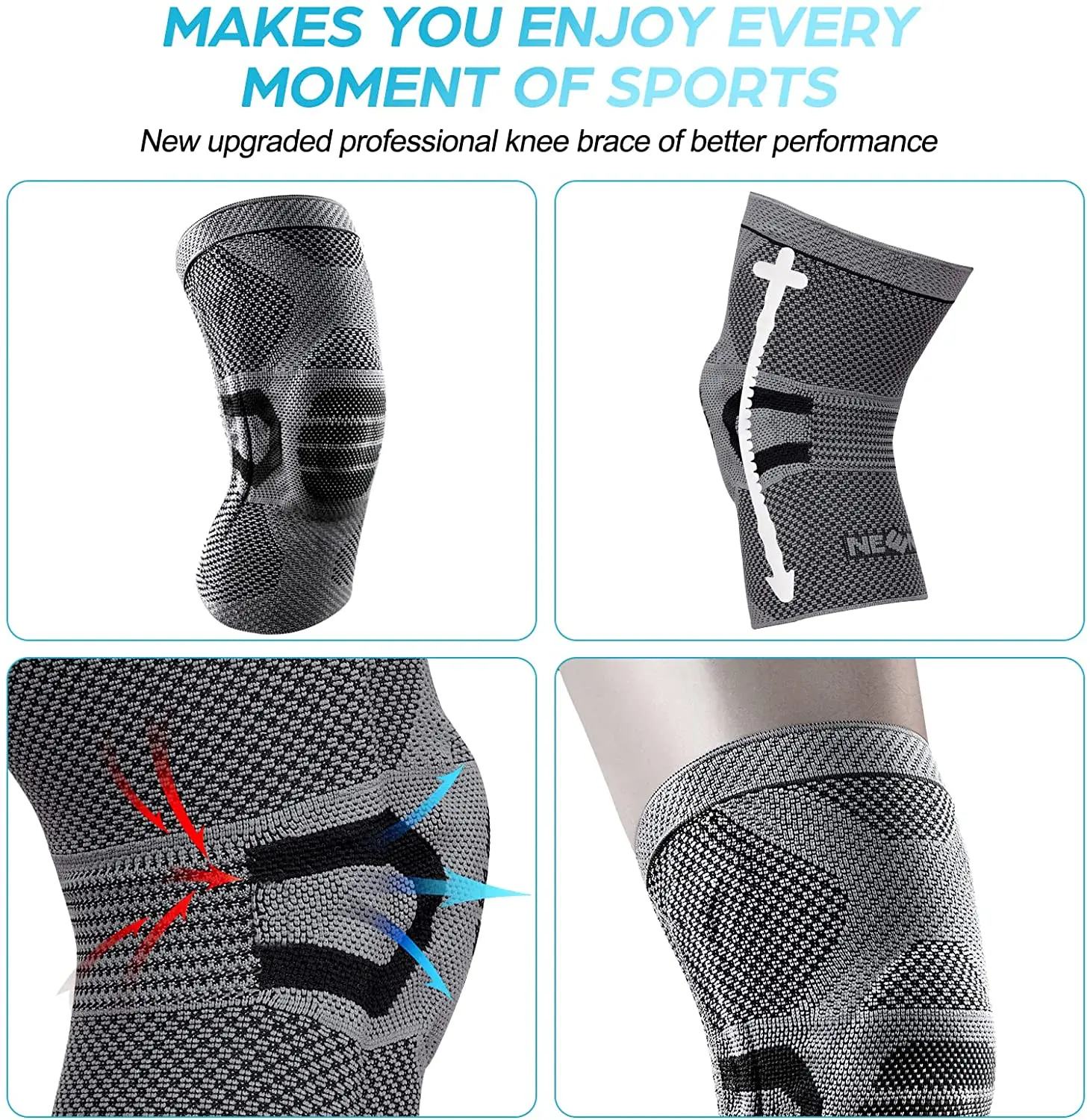 NEENCA Knee Brace Compression Knee Sleeve Support Sports Knee Pad for Pain Relief  Running, Workout, Arthritis, Joint Recovery