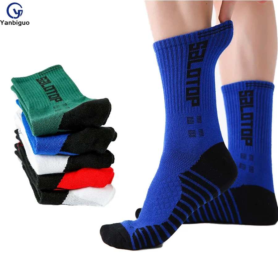

5 Pairs Men's Athletic Crew Socks Performance Thick Cushioned Sport Mid Tube High Top Basketball Running Training Socks