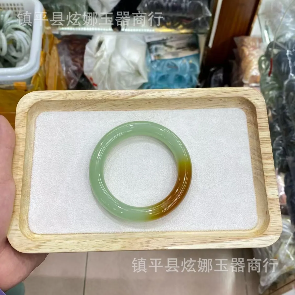

Green Jade Bracelet Aventurine Water Sugar Bracelet ICE High-Quality Fat round Bar Wrist Ornament Flat Bar Gift