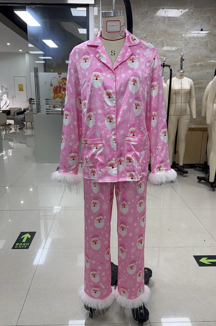 

Cozy Up in Style this Christmas with our Festive Christmas Print Pajama Set in Pink, Red, or Green - Available in Sizes S, M, L!