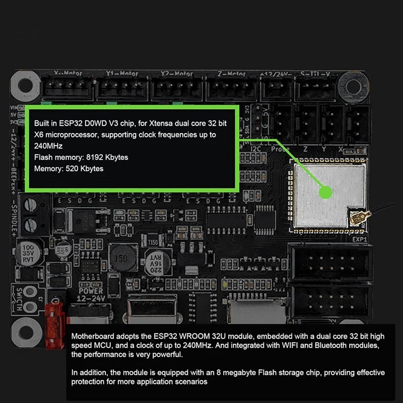 Laser Engraver Mainboard, DIY Universal Main Board As Shown PCB+Components MKS DLC32 V2.1 32 Bit ESP32 Wifi GRBL