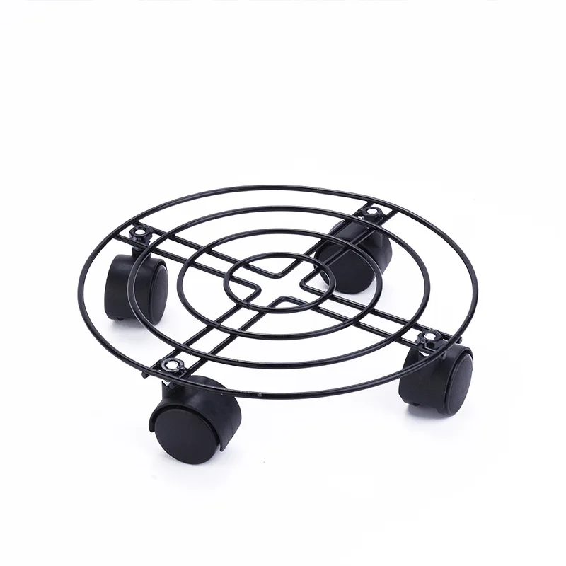 25/30/35/40cm Round Iron Flower Stand Locking Rolling Wheel Rolling Stand Brake Caster Flower Stand for Patio Garden Indoor