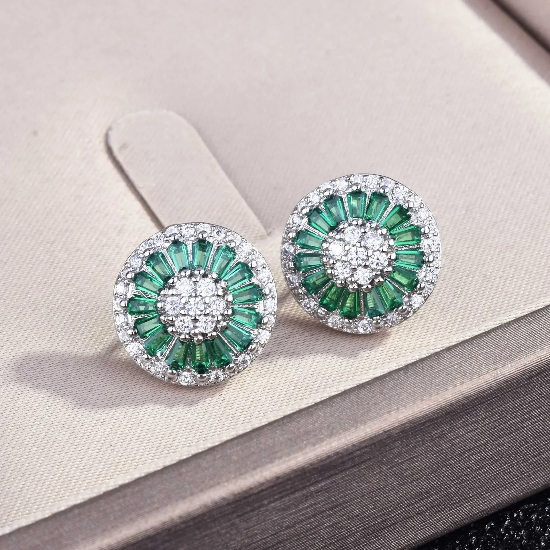 DIWENFU Real S925 Sterling Silver Drop Earring Natural Emerald Jewelry for Women Fine Bizuteria Gemstone Turquoise Earrings Box
