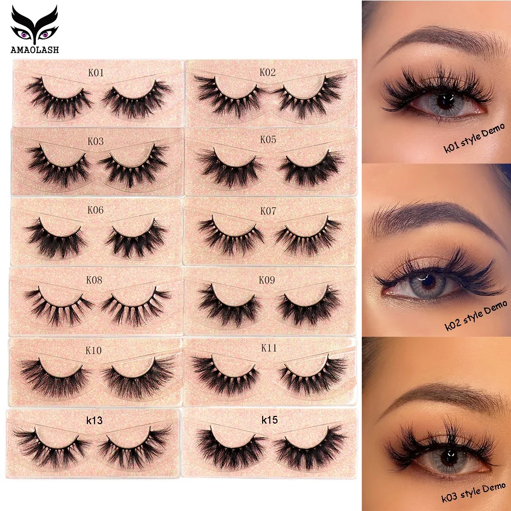 AMAOLASH Makeup faux cils Eyelashes 3D Mink Lashes Fluffy Soft  Natural long Cross False Eyelashes Eye Lashes Reusable Eyelash