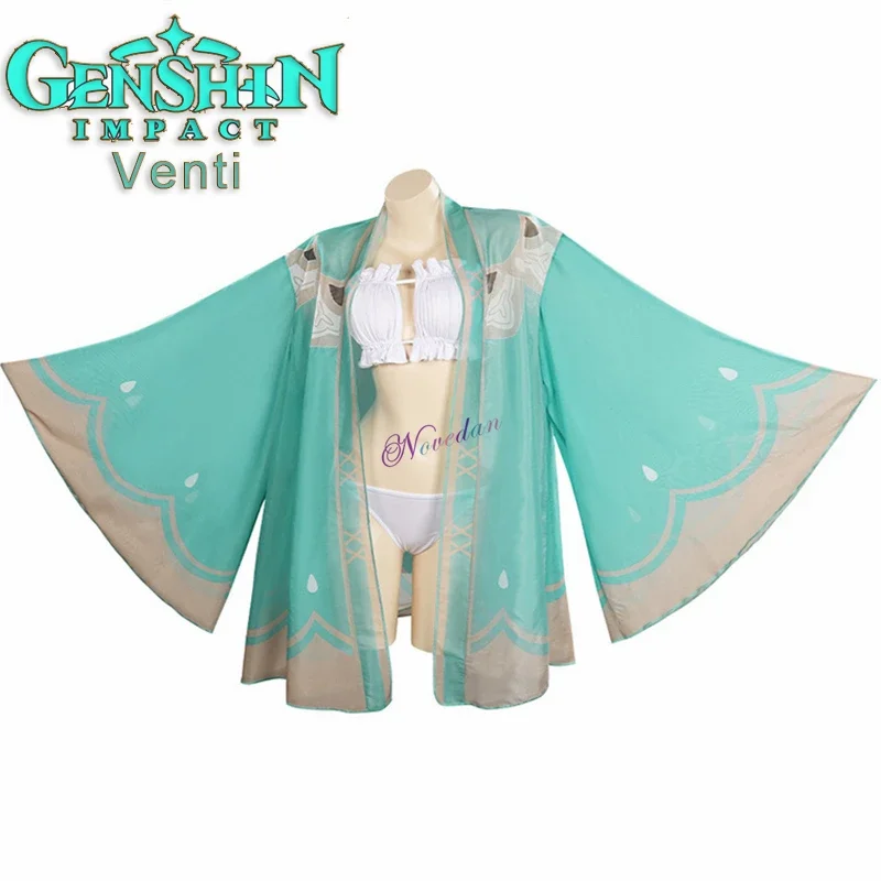 Genshin Impact Twenty Cosplay Swimsuit Sexy Female Swimsuit Women Bikini Set Anime Summer Swimwear Swim Suit With Cover Up BS527