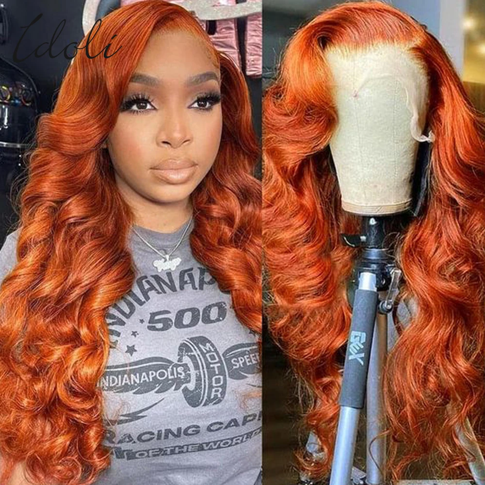 Ginger Lace Front Wig Human Hair Body Wave Ginger HD Lace Wig 13X6 Human Hair Straight Colored Transparent Lace Wigs for Woman