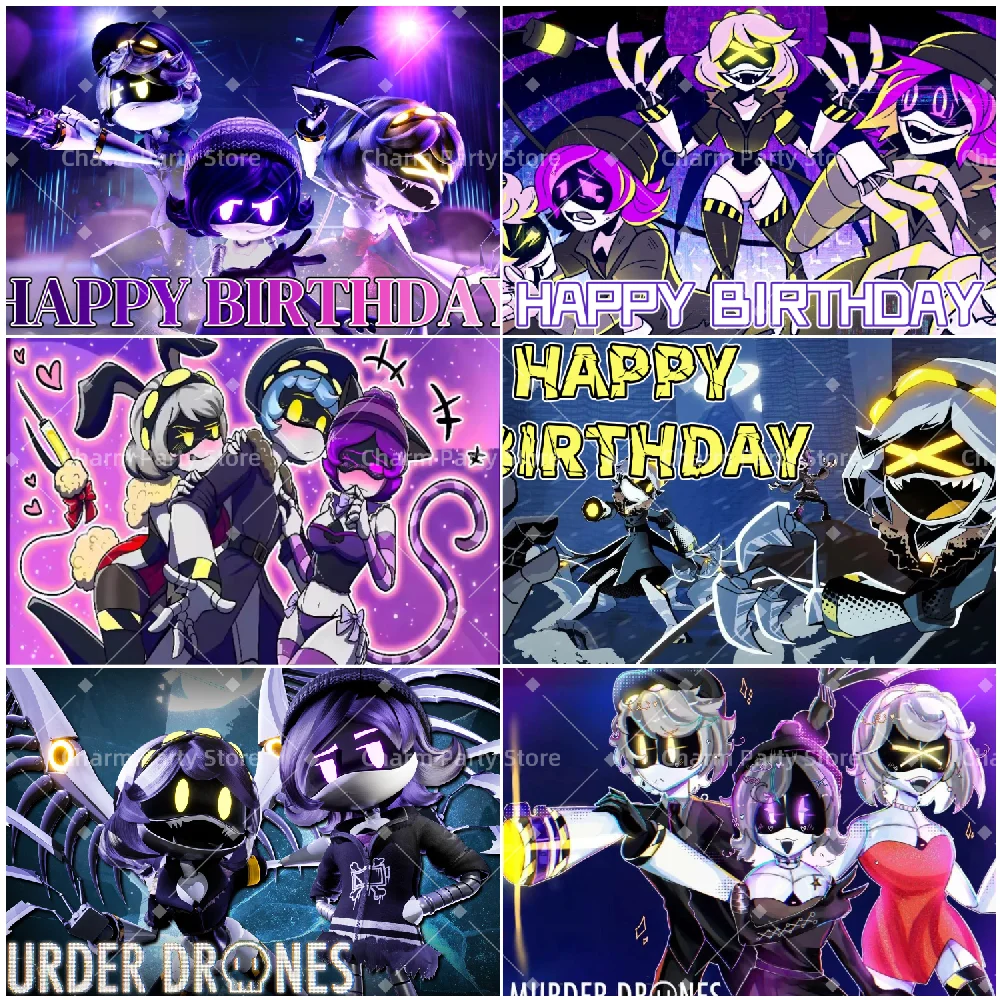 

Cartoon Murder&Drones Backdrop Anime Murder Drones Backgrounds Party Supplies Photography Props Home Decoration Boys Child Gifts