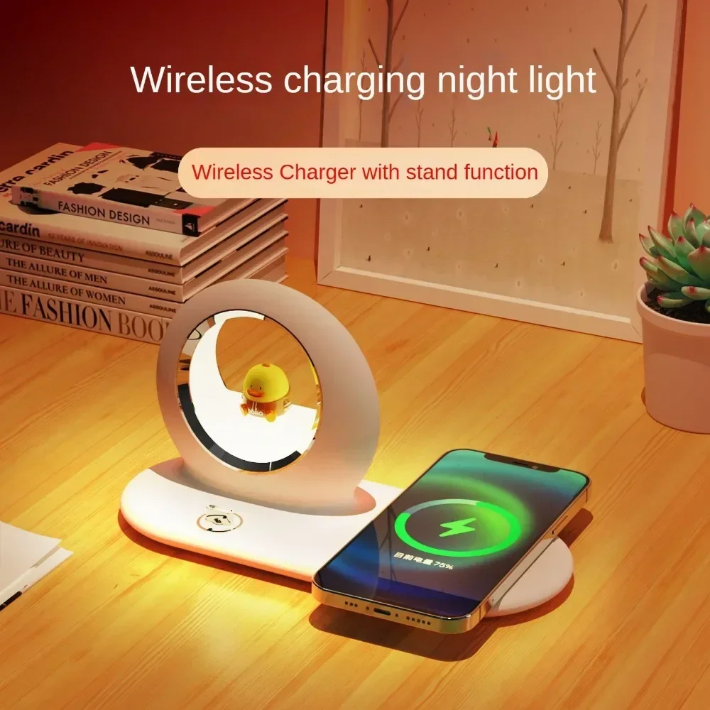 3-in-1 Wireless Charging Night Lights 15W Mobile Phone Earphone Fast  with Bracket Function  Charger Desk Lamps