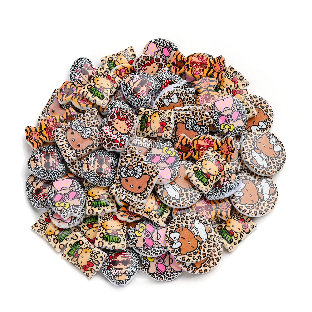 20 шт. Sanlio Hello Kitty полимерные бусины с принтом, смешанные в различных формах для детской кровати, звонная подвеска, цепочки для соски, изготовление поделок