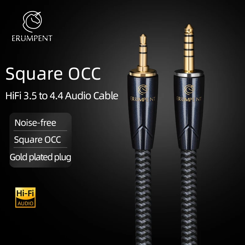 ERUMPENT HiFi Aux 4.4mm to 3.5mm Audio Extension Cable Stereo 3.5 Jack to 4.4 Jack Gold-Plated Cable for Headphone MP3/4 Phone