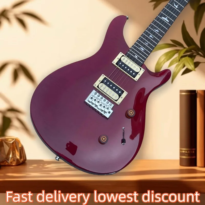 Hot Sales 6 String PRS Style Electric Guitar Red Flame Maple Top HH Pickups Bird Inlay Rock Blues Guitar Beginner Performance