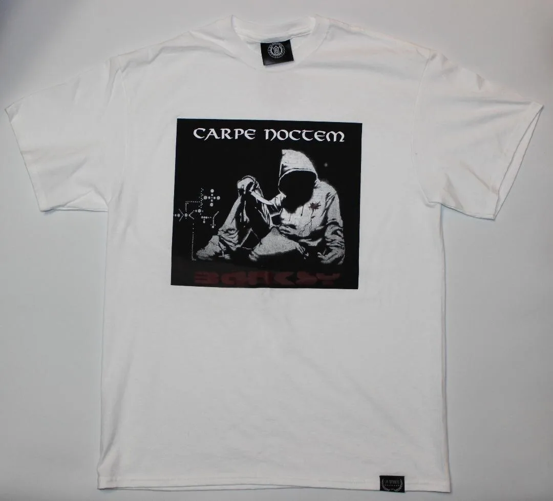 Banksy T-Shirt-Carpe Noctem-Seize The Night-White Large