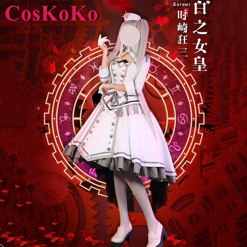 CosKoKo Tokisaki Kurumi Cosplay Anime Date A Live Costume White Queen Skin Formal Dress Halloween Party Role Play Clothing New