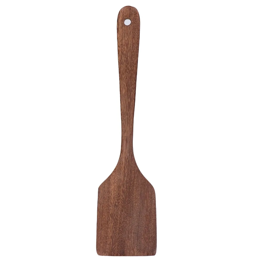 Kitchen Supplies Wenge Wooden Spatula Non-Stick Flat Wooden Spoon with Hanging Hole Textured Cooking Spatula Mixing Flour