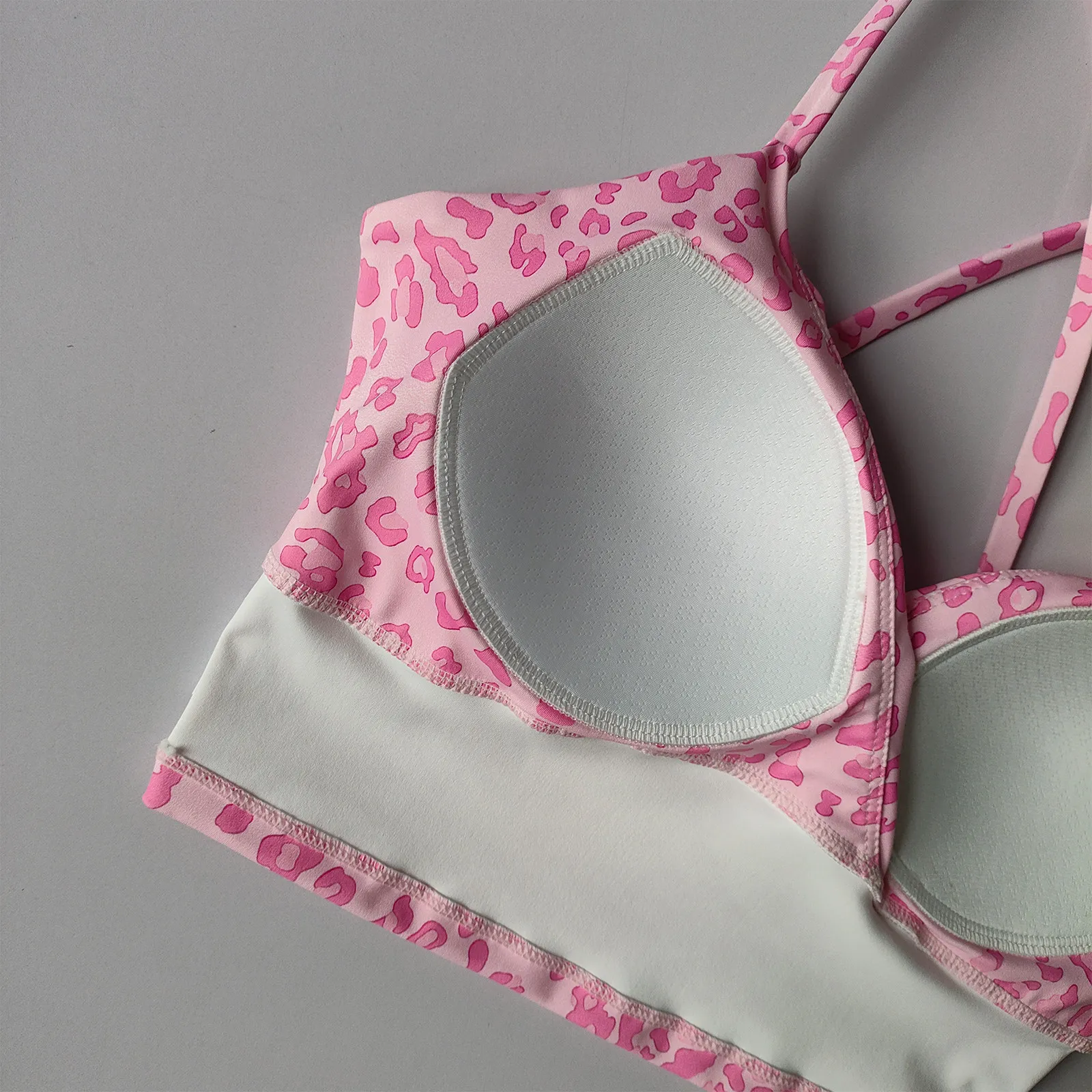 Cherry Print Yoga Vest Women with Chest Pad Fixed Cup Beautiful Back Sports Bra Running Fitness Clothing Outer Wear Suspenders