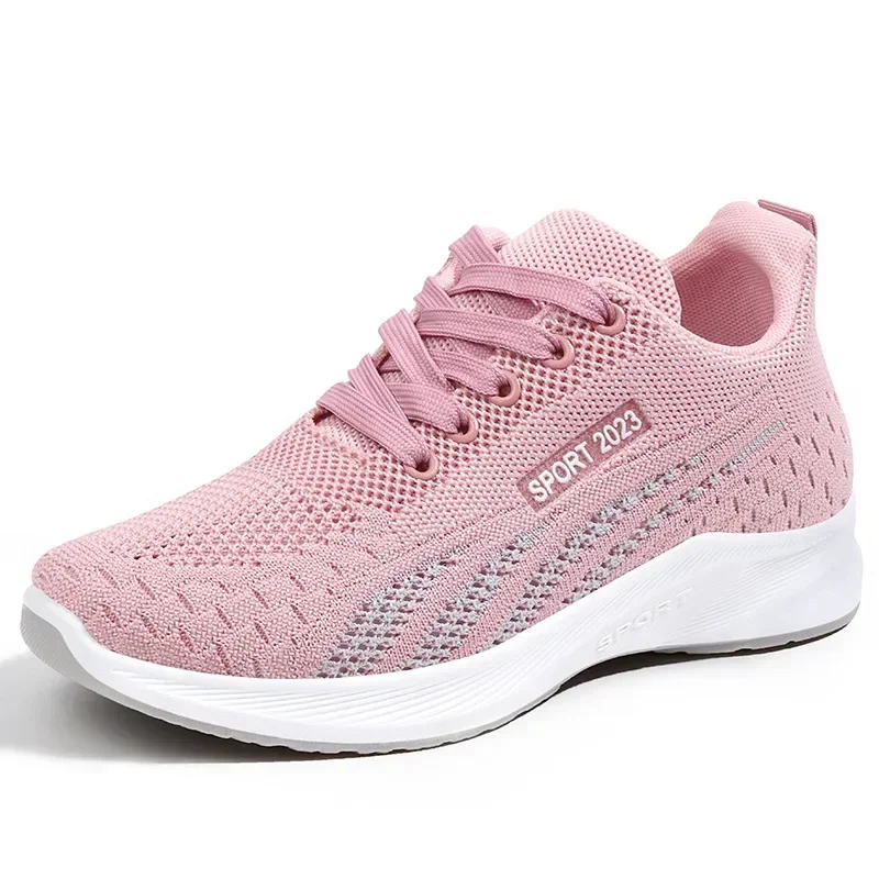 Spring and Autumn New Flat-bottomed Mesh Sports Shoes Casual Soft-soled Wear-resistant and Lightweight Running Women\'s Shoes