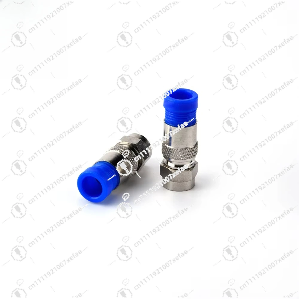 Compression connector at the end of RG6 coaxial cable