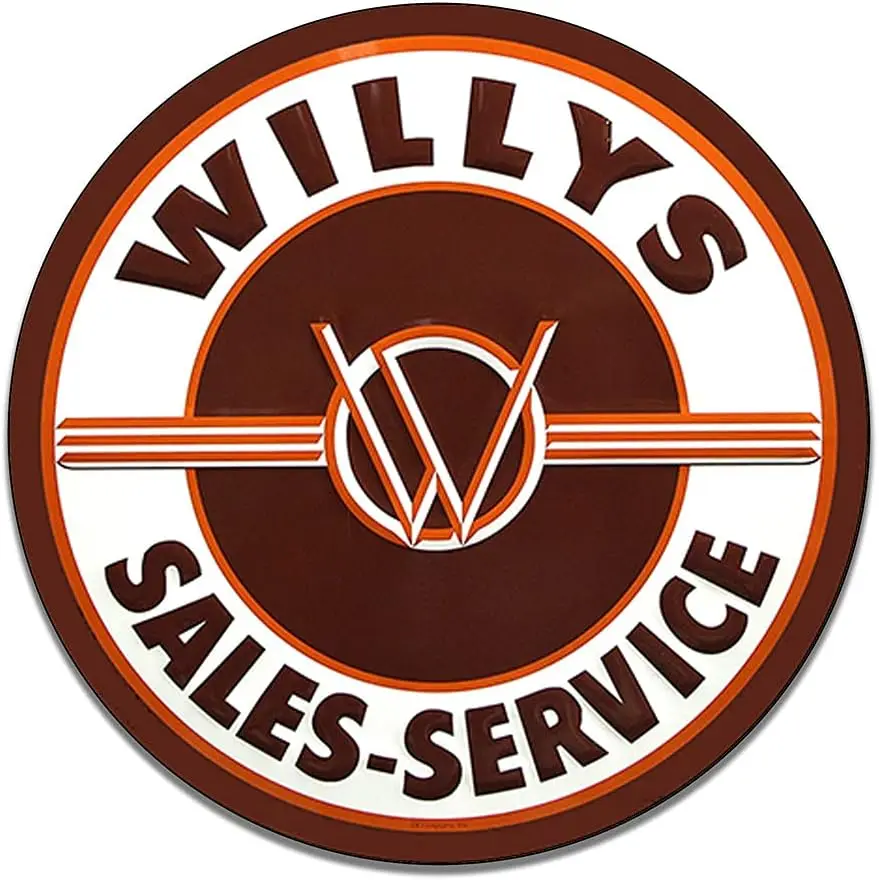 Willys Sales and Service Gasoline Motor Oil Gas Insignia Emblem Seal Vintage Gas Signs Reproduction Car Company Vintage Style Me