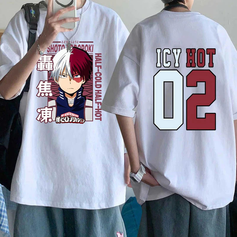 

NEW Funny Todoroki Shoto Print T-shirt Summer Anime Pattern T Shirt Women Men Short Sleeve Loose Shirts