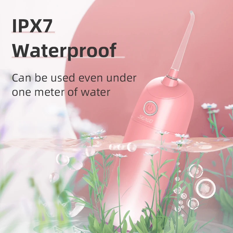 Seago Multicolor Water Flosser Portable Waterproof IPX7 USB Rechargeable Dental Water Jet 5 Nozzels 3 Modes For Teeth Cleaner