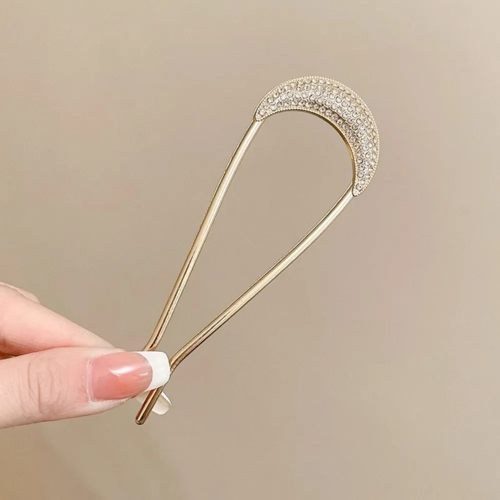 1/2pcs U-Shaped Crystal Hairpins Hair Clips for Women Elegant Rhinestone Metal Forks Vintage Styling Pin Styling Tools Gift view 4