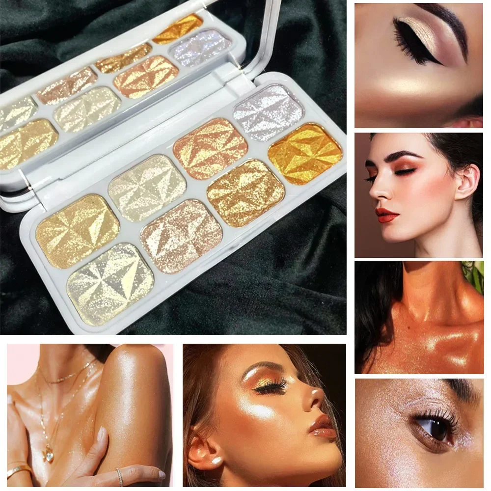 Perl glanz Lidschatten Palette Text marker Gesichts kontur Aufhellung erröten wasserdicht Make-up Körper Glitter Puder Kosmetik