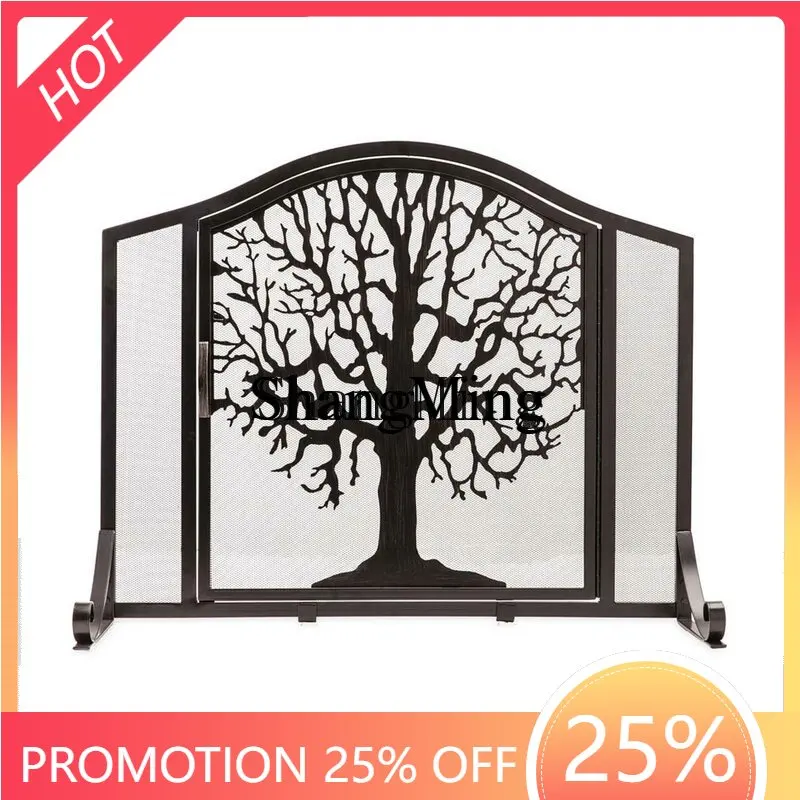

FG pastoral wrought iron fireplace door with door screen partition household tree fireplace decorative door