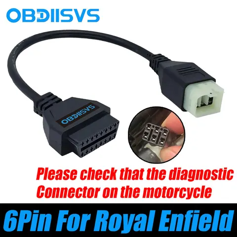 Диагностический кабель OBD2 с 6-контактным разъемом для Royal Enfield Hunter 350/Himalayan/Classic 350/Meteor 350, адаптер OBDII для мотоциклов