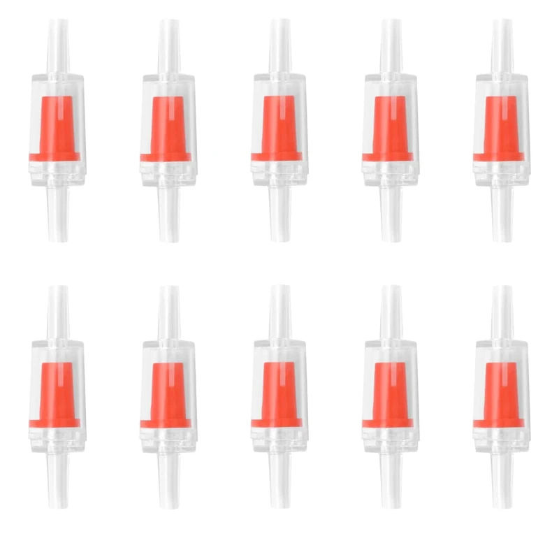 10PCS Red Clear Air Check Valve - Non-Return One Way Check Valve For Aquarium Air Pump Fish Tank Aerator
