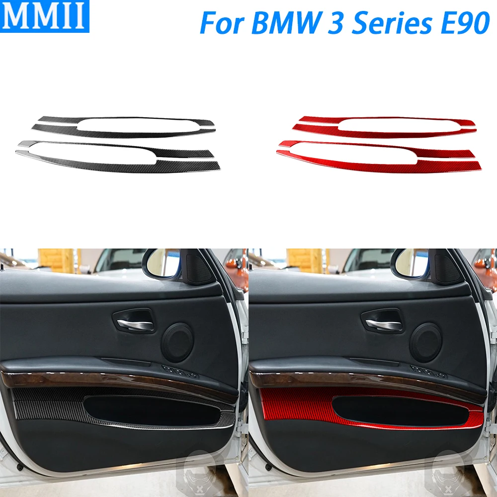 

For BMW 3 Series E90 M3 2005-2012 Carbon Fiber Front Door Storage Box Panel Cover Car Interior Decoration Accessories Sticker