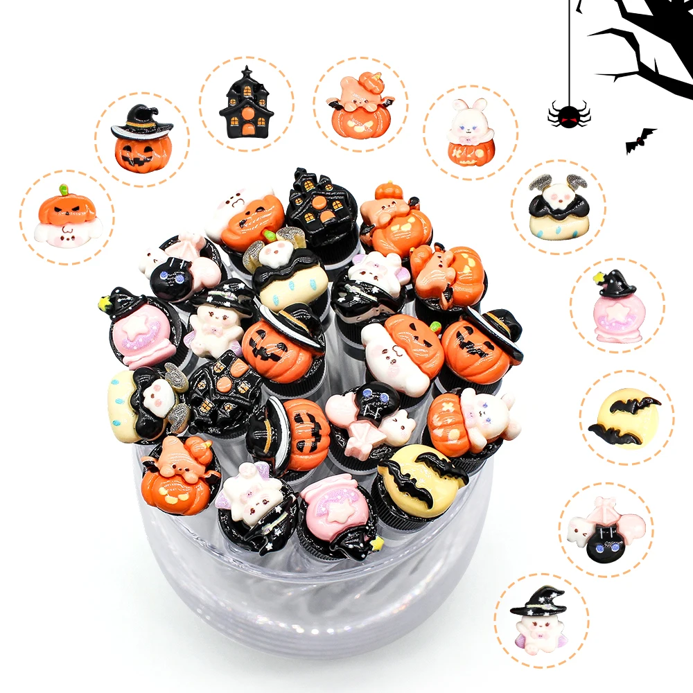10/50 szt. Szczoteczka do rzęs wielokrotnego użytku Halloween Tube Mascara Wand - Straszna i urocza z tubką, szczoteczki do rzęs, szczoteczka do brwi z wymiennymi końcówkami