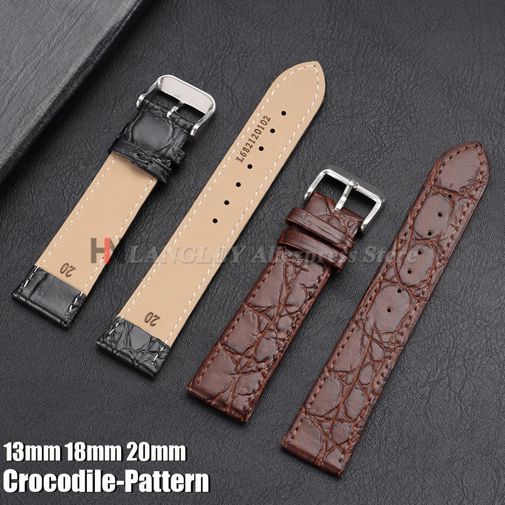 Weiches Kalbsleder-Uhrenarmband mit Krokodilmuster für Omega für Longines für Herren- und Damenuhren, Armband 13 mm, 18 mm, 20 mm