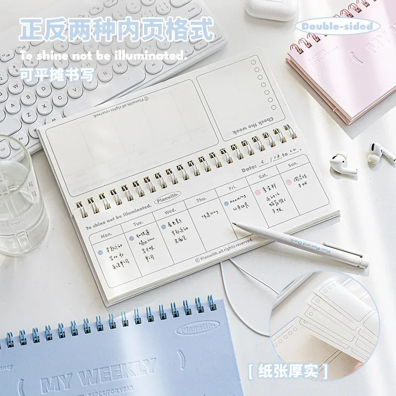 Weekly Agenda Planner Book Kawaii Notepad Double Sided Inner Core Meet Annual Plan Notebook Memorandum Easy Carry