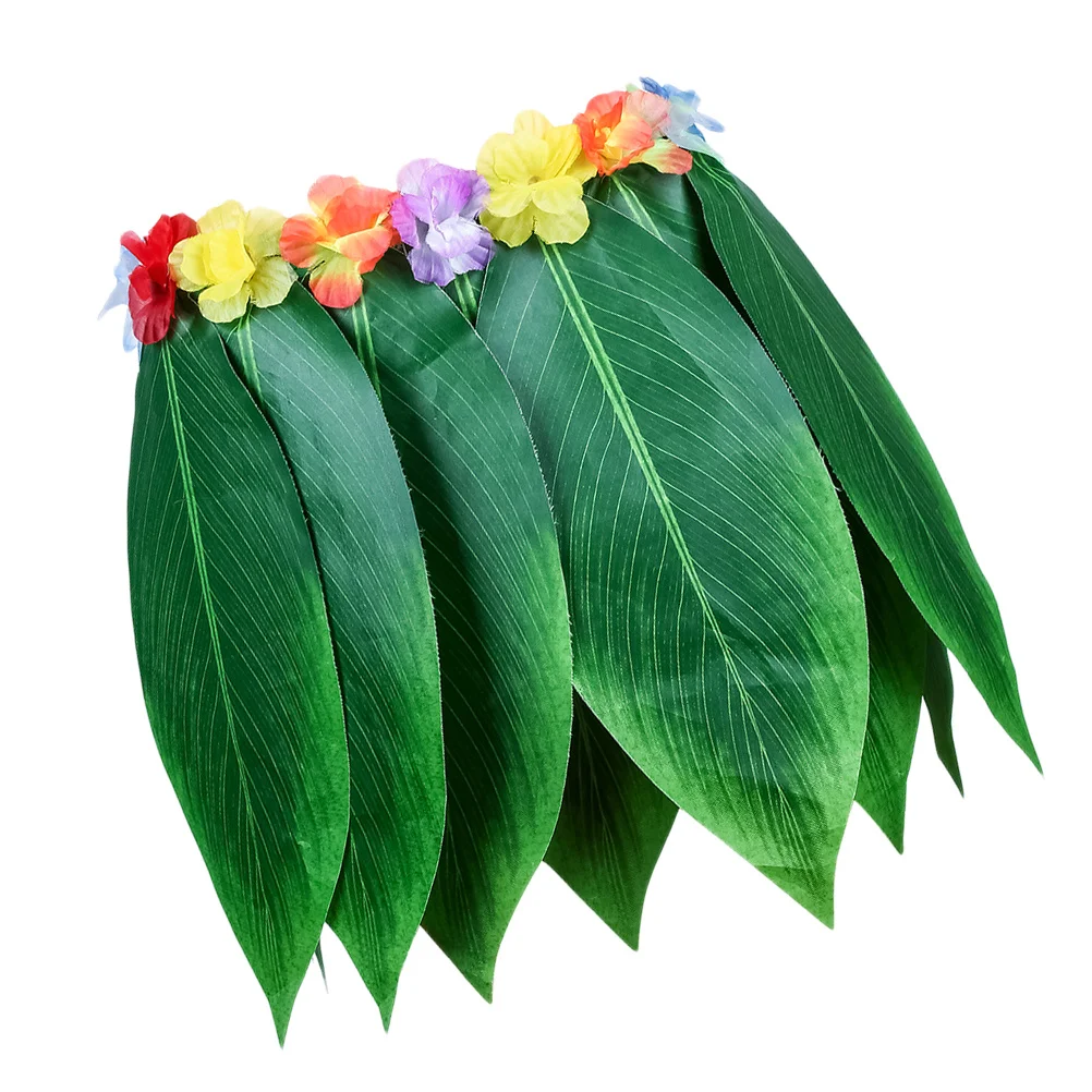 

Hawaii Grass Skirt Green Adjustable Waist Hawaiian Hula Dance Skirt for Tropical Beach Party Kids Luaus Costume