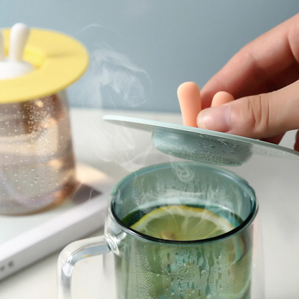 

3Pcs Dustproof Silicone Cup Lid Leakproof Rabbit Ear Cup Cover Sealed Mug Lid for Hot Chocolate Coffee Home Office Use