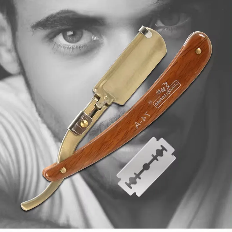 1p aço inoxidável dobrável faca de barbear lidar com barba navalha reta ferramenta de vestir cabelo masculino manual conveniência aparador cabelo barbeador