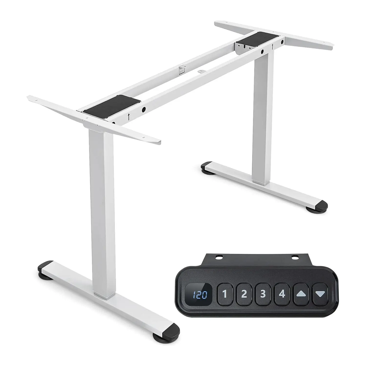 Estructura de Escritorio Eléctrico, Marco de Escritorio Ajustable en Altura y Ancho, 2 Motores, 4 Controles de Memoria, Ergonómico, Blanco
