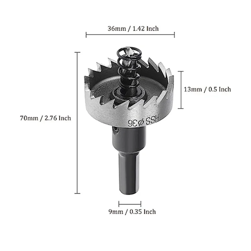 36mm HSS Hole Opener Drill Bit Hole Knife, Sheet Metal Hole Reamer for Stainless Steel, Aluminum, Metal, Wood, Plastic