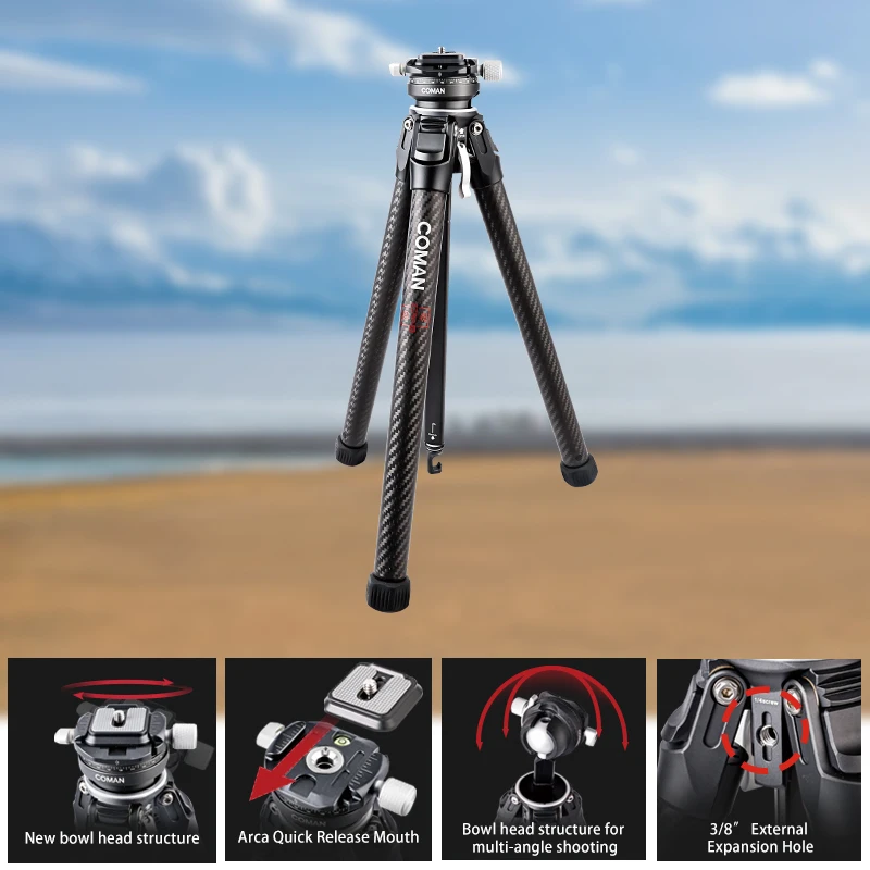 Zero X Tripé Invertivel Compacto Suporte Digital Profissional Tripé Escalável de Fibra de Carbono