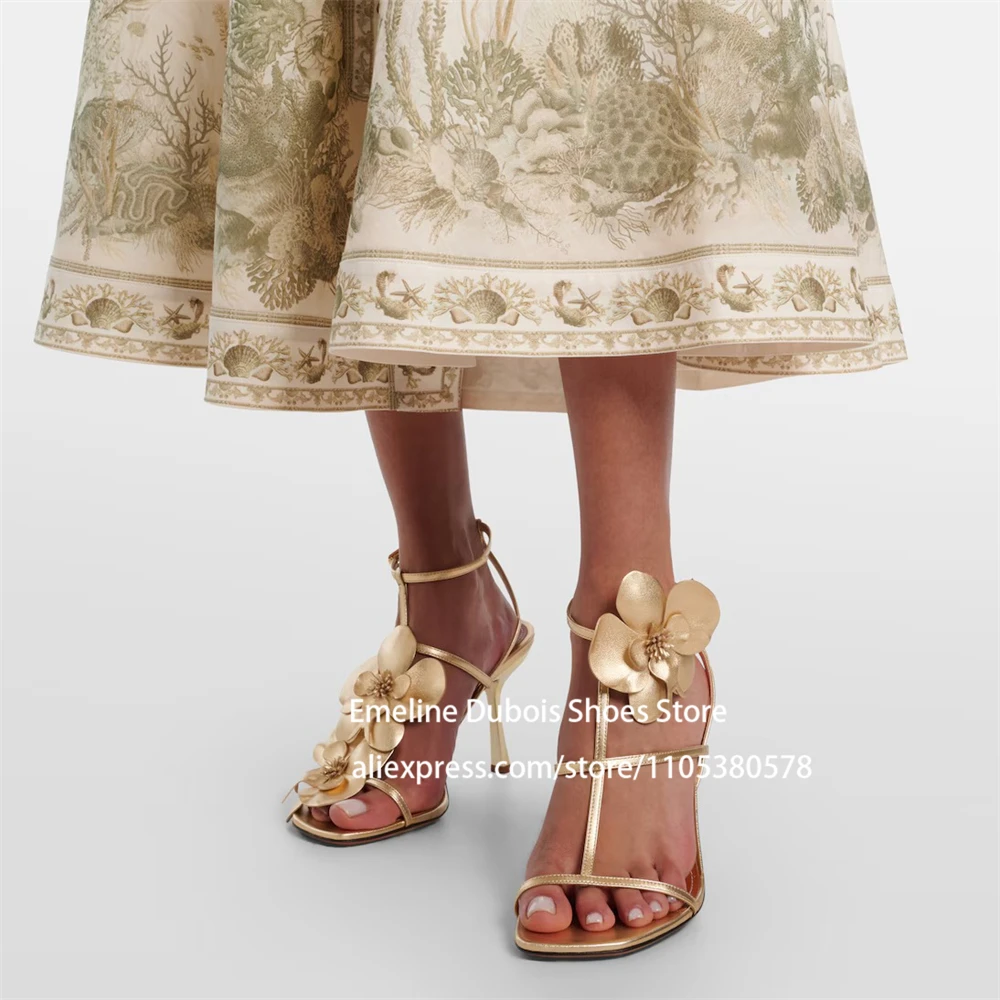 

White Black Leather T Strap Floral High Heels Sandals Pearl Decor Women Elegant Stilettos for Wedding Party Prom Custom Color