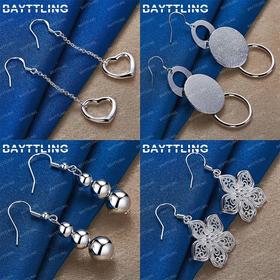 

Charm 925 Sterling Silver Delicate Round Bead Heart Earrings Women Jewelry Gift Accessories Party Ornaments